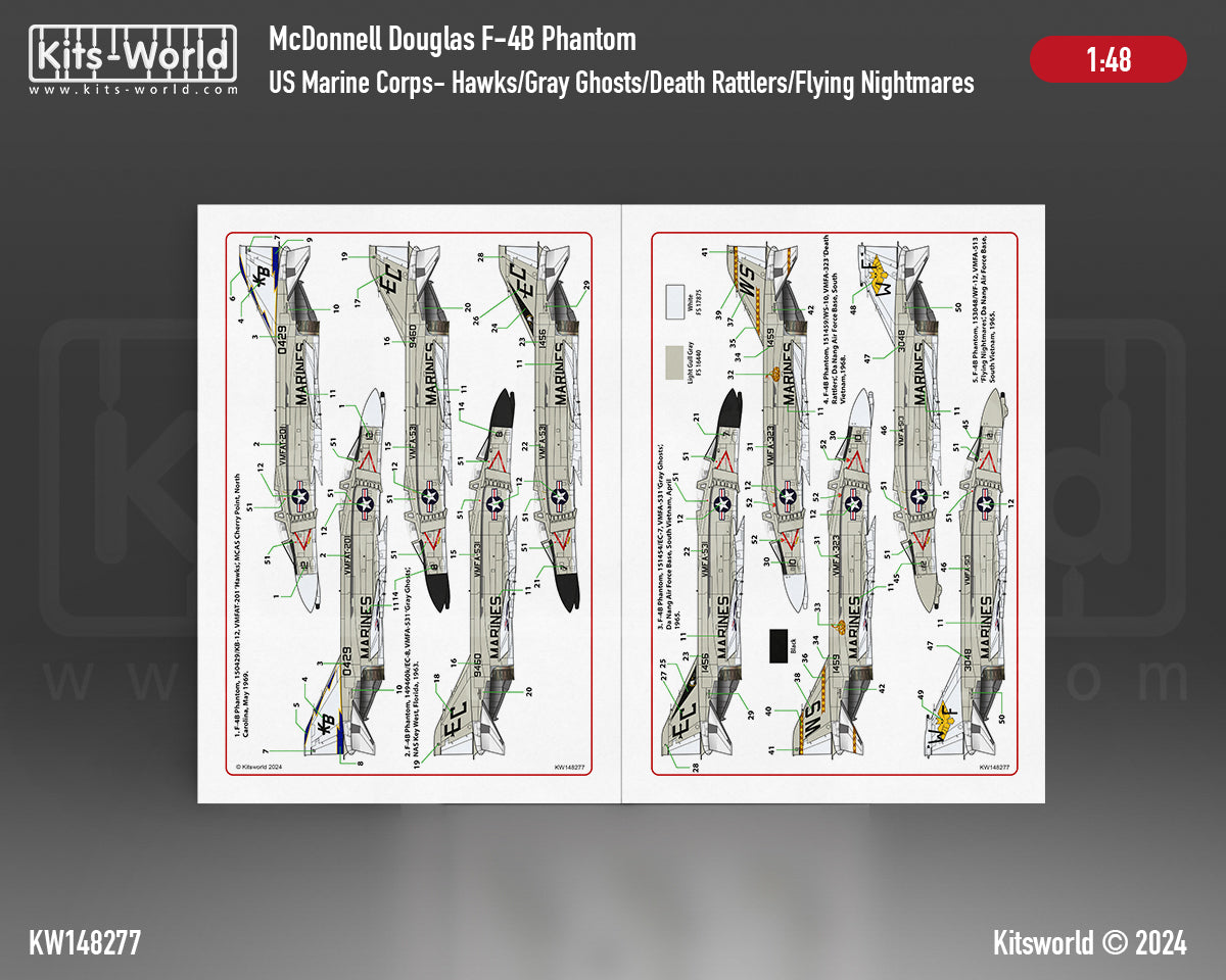 Kits-World KW148277 1:48 US Marine Corps McDonnell F-4B Phantom