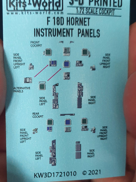 Kits-World 3D1721010 1:72 Full Colour 3D Decals - McDonnell Douglas F/A-18D Hornet (Screens Off) Cockpit Instrument Panels