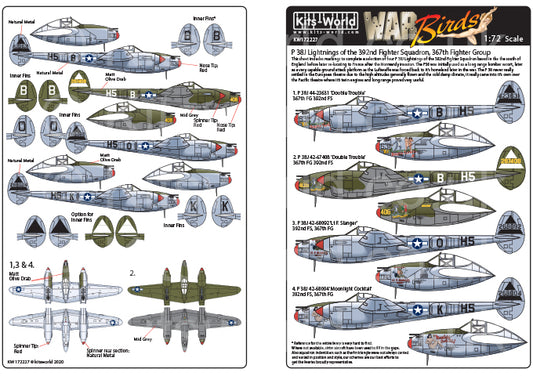 Kits-World KW172227 1:72 Lockheed P-38J Lightning