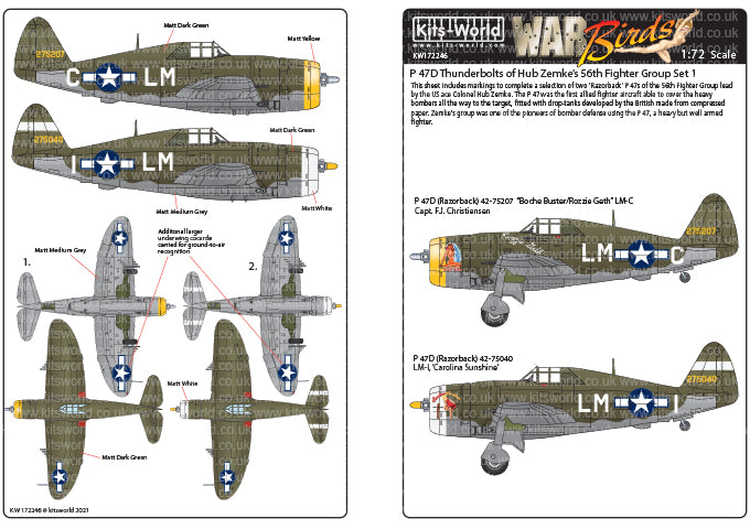 Kits-World KW172246 1:72 Republic P-47C/D Thunderbolts of the 56th Fighter Group