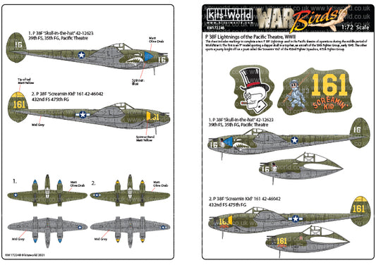 Kits-World KW172248 1:72 Lockheed P-38 Lightnings - Early War