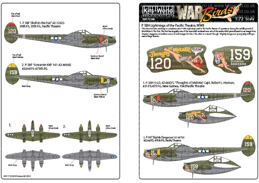 Kits-World KW172249 1:72 Lockheed P-38 Lightnings - Early War