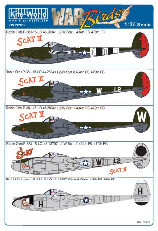 Kits-World KW132035 1:32 Lockheed P-38J Lightnings