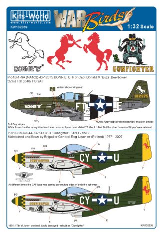 Kits-World KW132039 1:32 North-American P-51B/D Mustangs