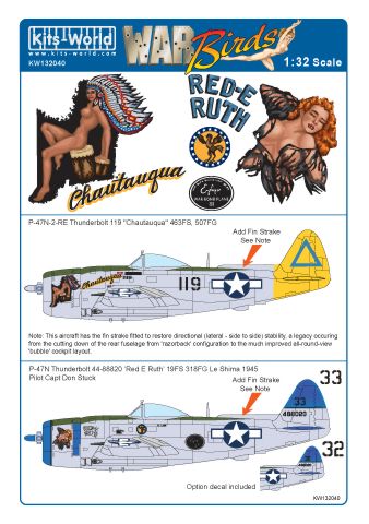 Kits-World KW132040 1:32 Republic P-47N Thunderbolts Bubbletop