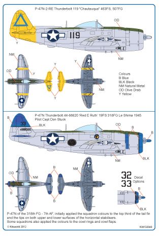 Kits-World KW132040 1:32 Republic P-47N Thunderbolts Bubbletop