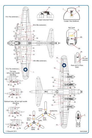 Kits-World KW132046 1:32 Boeing B-17F Flying Fortress Early Comprehensive General Stencilling