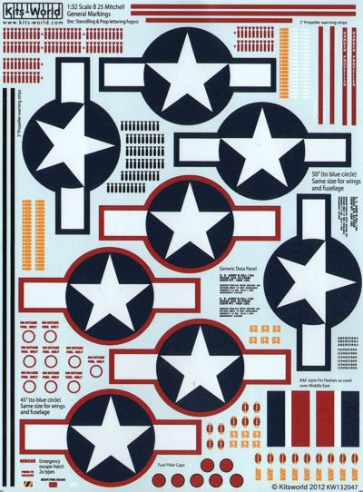 Kits-World KW132047 1:32 North-American B-25J Mitchell General Stencilling