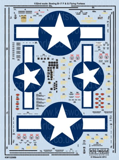 Kits-World KW132069 1:32 Boeing B-17F/G Flying Fortress Comprehensive General Stencilling