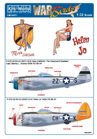 Kits-World KW132071 1:32 Republic P-47D Thunderbolts Bubbletop