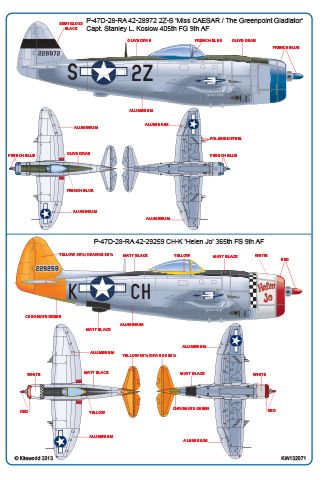 Kits-World KW132071 1:32 Republic P-47D Thunderbolts Bubbletop