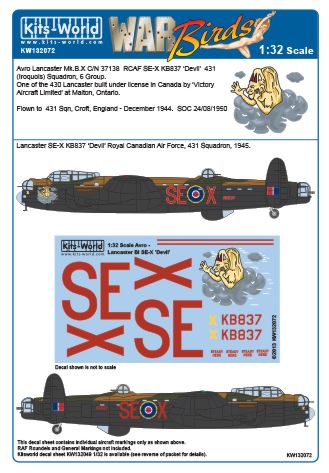 Kits-World KW132072 1:32 Avro Lancaster B.I/III