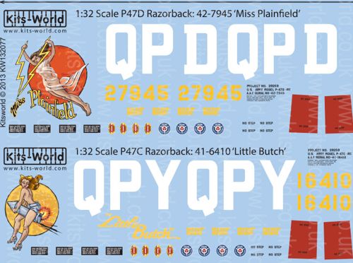 Kits-World KW132077 1:32 Republic P-47D Thunderbolt 'Razorback'