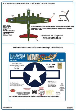 Kits-World KW132079 1:32 Boeing B-17G Flying Fortress