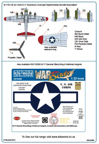 Kits-World KW132081 1:32 Boeing B-17G Flying Fortress