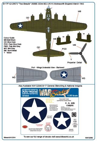 Kits-World KW132082 1:32 Boeing B-17F Flying Fortress