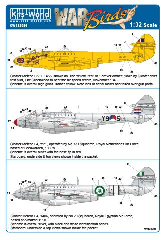 Kits-World KW132086 1:32 Gloster Meteor Mk.IV F.4