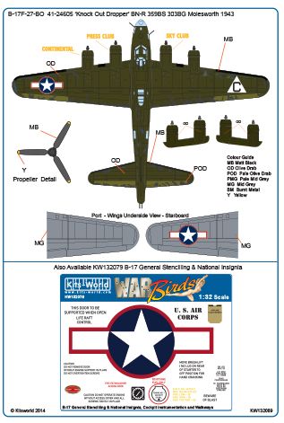 Kits-World KW132089 1:32 Boeing B-17F Flying Fortress