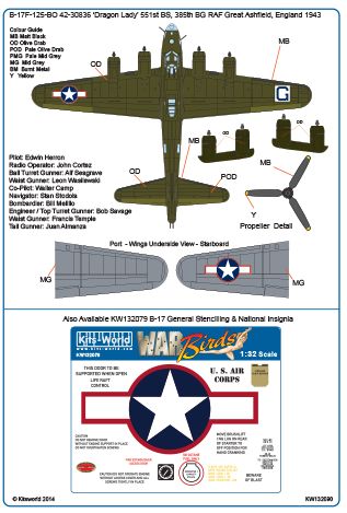 Kits-World KW132090 1:32 Boeing B-17F Flying Fortress