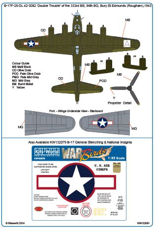 Kits-World KW132091 1:32 Boeing B-17F Flying Fortress