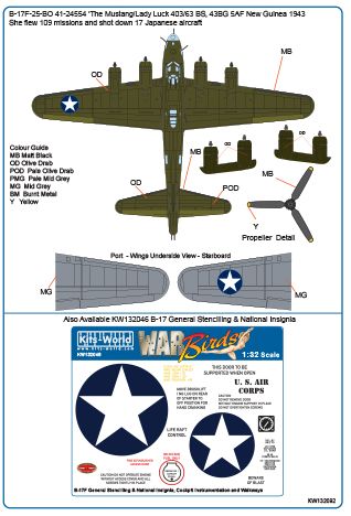 Kits-World KW132092 1:32 Boeing B-17F Flying Fortress