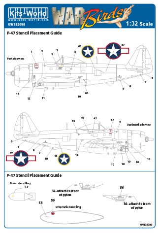 Kits-World KW132098 1:32 Republic P-47D Thunderbolts