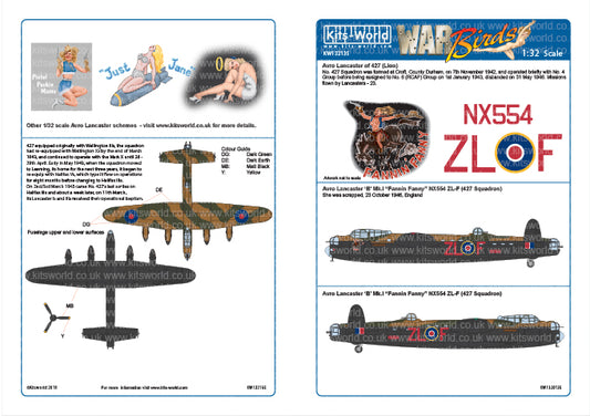 Kits-World KW132135 1:32 Avro Lancaster Bomber 'B' Mk.I