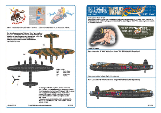 Kits-World KW132136 1:32 Avro Lancaster Bomber 'B 'Mk.I