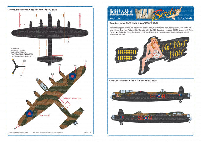 Kits-World KW132139 1:32 Avro Lancaster Bomber 'B' Mk.I