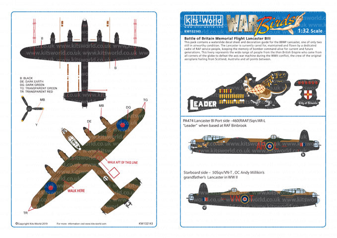 Kits-World KW132143 1:32 Avro Lancaster Bomber B.Mk.I