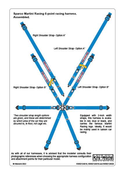 Kits-World 3D124018 1:24 Full Colour 3D Decals - Sparco Martini Racing 6-Point FHR (Red)