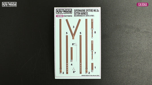 Kits-World 3D124034 1:24 R.A.F Supermarine Spitfire Mk.IXc Sutton Harness ' (designed to be used with Airfix A17001. (designed to be used with Airfix kits)