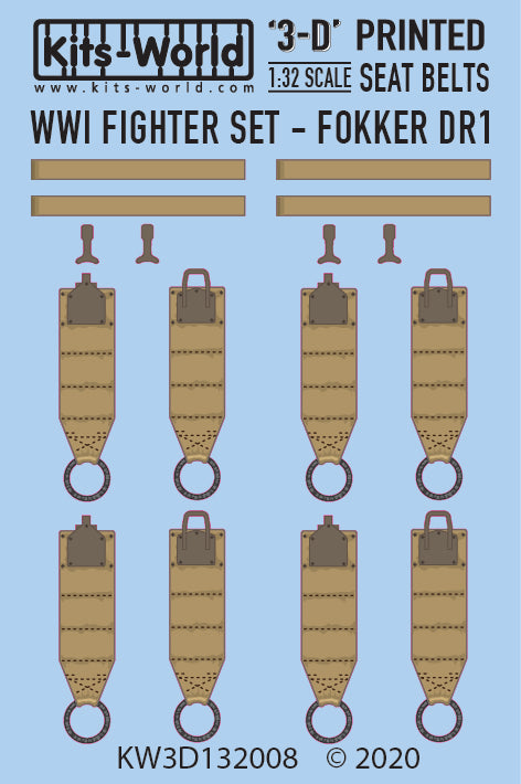 Kits-World 3D132008 1:32 Full Colour 3D Decals - WWI Fighter Set Fokker Dr.1 Seat Belt Set