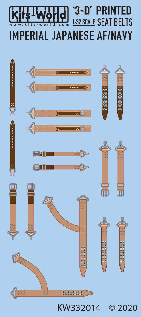 Kits-World 3D132014 1:32 Full Colour 3D Decals - WWII Imperial Japanese AF/Navy Seat Belt Set