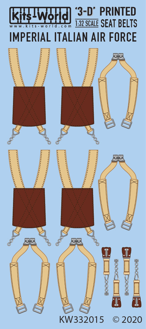 Kits-World 3D132015 1:32 Full Colour 3D Decals - WWII Italian Fighters Seat Belts