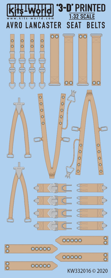 Kits-World 3D132016 1:32 Full Colour 3D Decals - WWII Lancaster B Mk. I Seat Belts
