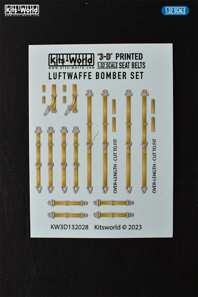 Kits-World 3D132028 1:32 Full Colour 3D Decals - Luftwaffe Bomber Seat Belts Set