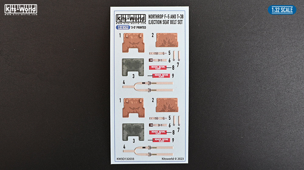 Kits-World 3D132033 1:32 Northrop F-5 & T-38 3D full colour Seat Harness '