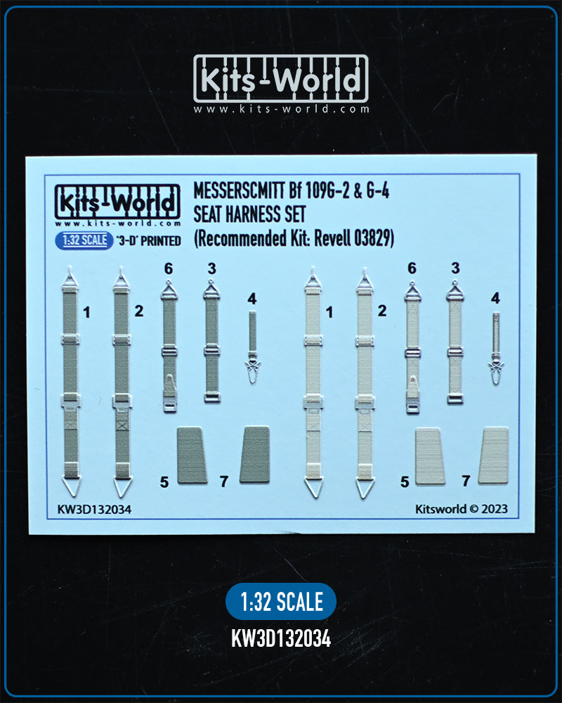 Kits-World KW3D132034 1:32 Messerschmitt Bf-109G-2 & Bf-109G-4 seat belts