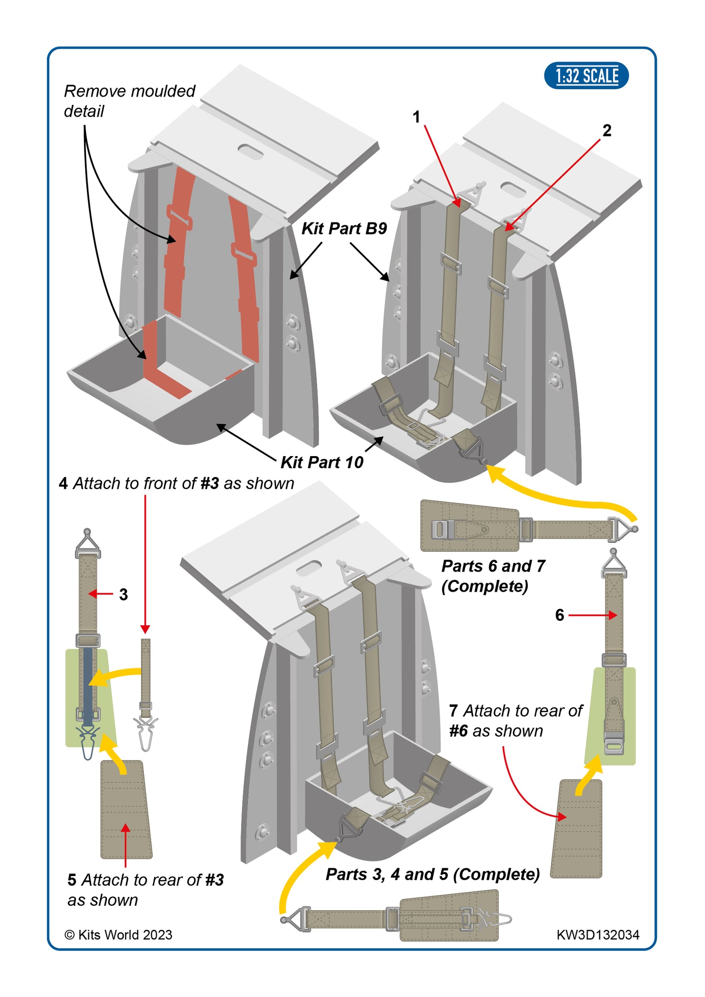 Kits-World KW3D132034 1:32 Messerschmitt Bf-109G-2 & Bf-109G-4 seat belts