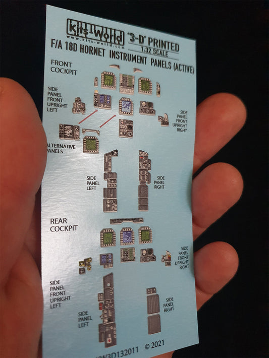 Kits-World 3D1321011 1:32 Full Colour 3D Decals - McDonnell-Douglas F/A-18D Hornet (Screens On) Cockpit Instrument Panel