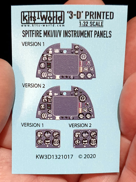 Kits-World 3D1321017 1:32 Full Colour 3D Decals - Supermarine Spitfire Mk.I/II/V Cockpit Instrument Panel