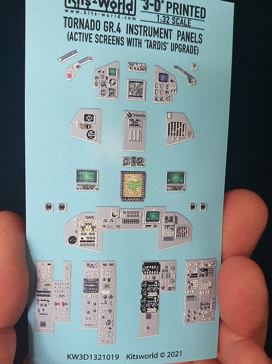 Kits-World 3D1321019 1:32 Full Colour 3D Decals - Panavia Tornado GR.4 (Active Screens with 'Tardis' Upgrade) Cockpit Instrument Panel