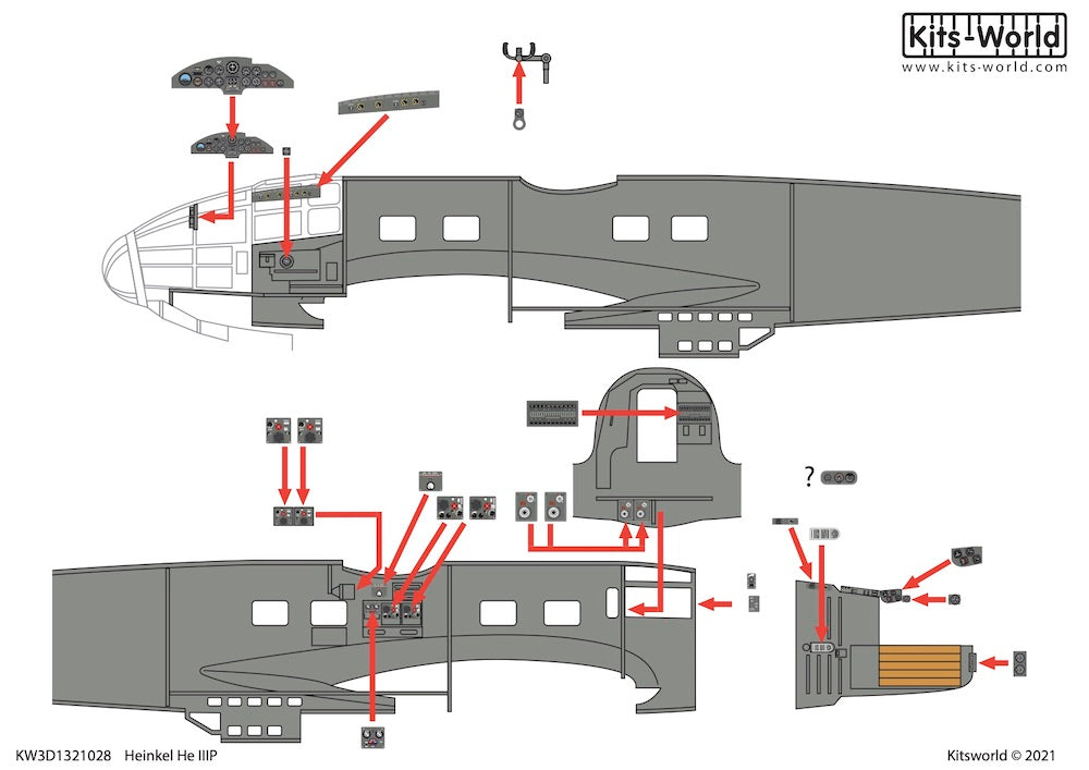 Kits-World 3D1321028 1:32 Full Colour 3D Decals - Heinkel He-111P-1 Cockpit Instrument Panel