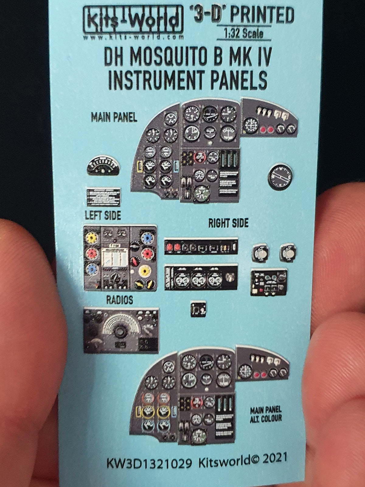 Kits-World 3D1321029 1:32 Full Colour 3D Decals - de Havilland Mosquito B Mk.IV Cockpit Instrument Panel