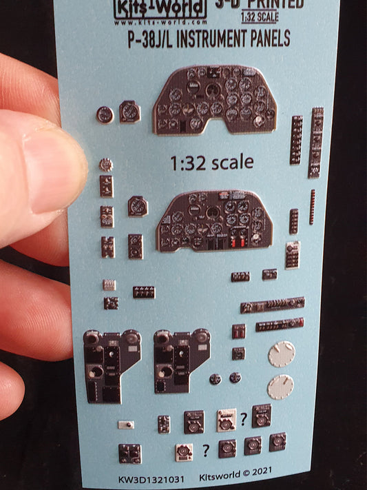 Kits-World 3D1321031 1:32 Full Colour 3D Decals - Lockheed P-38J/L Lightning Cockpit Instrument Panel