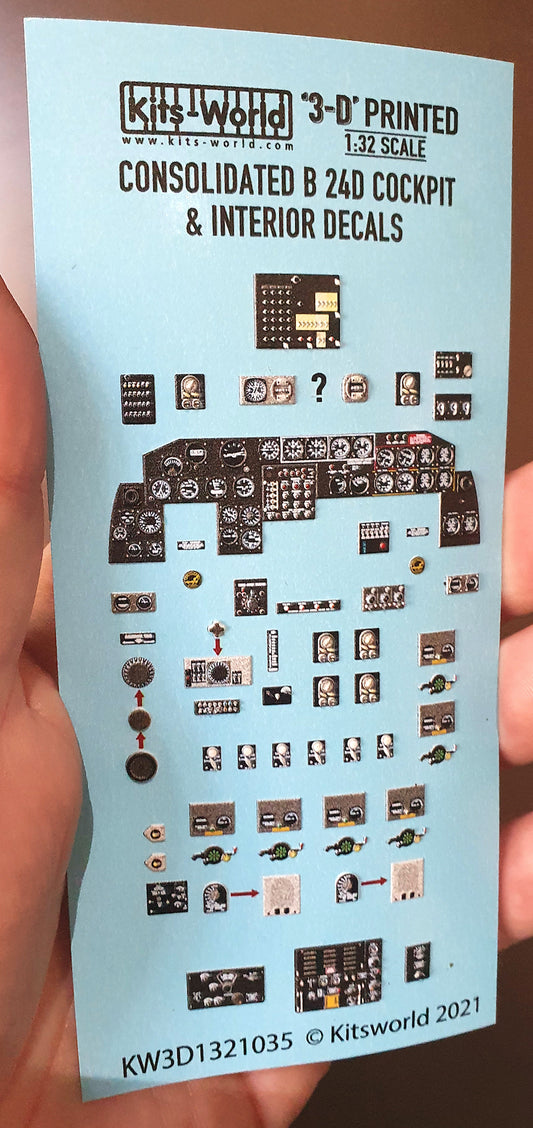 Kits-World 3D1321035 1:32 Full Colour 3D Decals - Consolidated B-24D Liberator Cockpit Instrument Panel