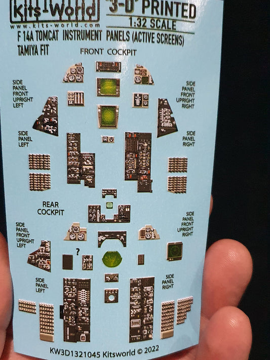 Kits-World 3D1321045 1:32 Full Colour 3D Decals - Grumman F-14A Tomcat (Active Screens) Cockpit Instrument Panel