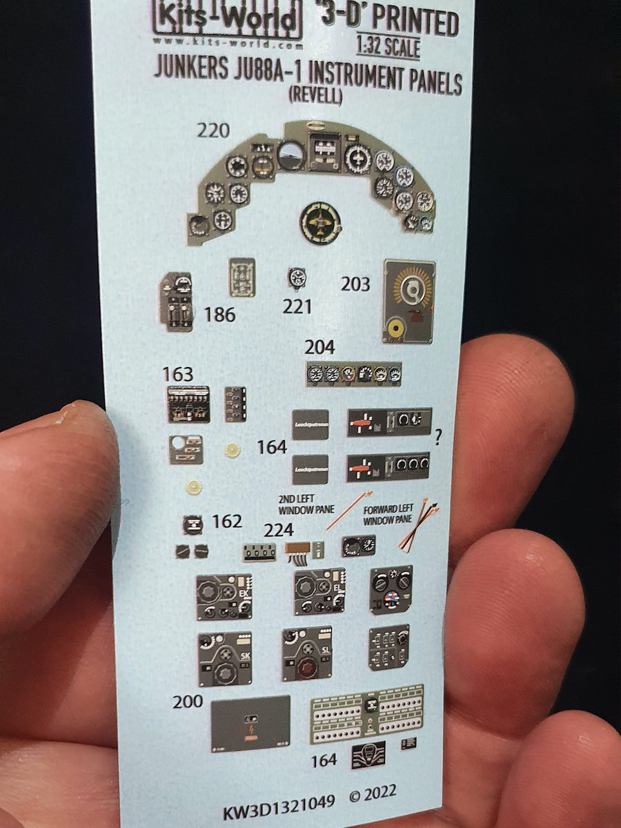 Kits-World 3D1321049 1:32 Full Colour 3D Decals - Junkers Ju-88A-1 Cockpit Instrument Panel