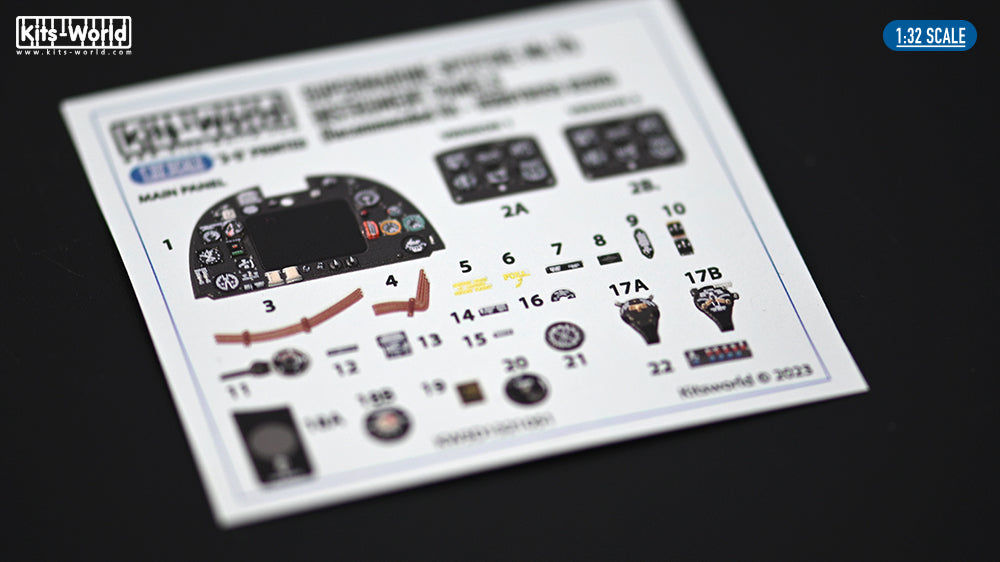 Kits-World 3D1321051 1:32 Supermarine Spitfire Mk.Vb Full colour Instrument Panel